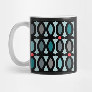 Abstract pattern in bluegreen tones with red accents Mug